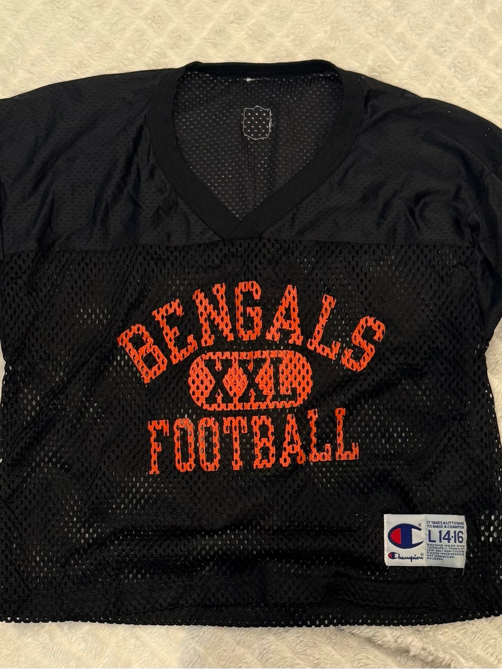 Champion Bengals Football Mesh Jersey - Black with Orange Lettering
